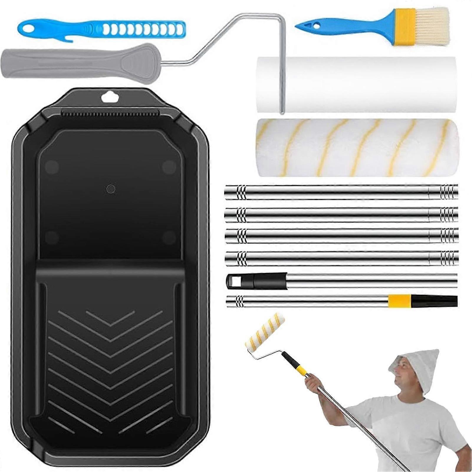 Paint rollers, roller set, painting set brushes Paint roller with roller stand and tray, 9inch rollers, wall paint roller for painting house walls.