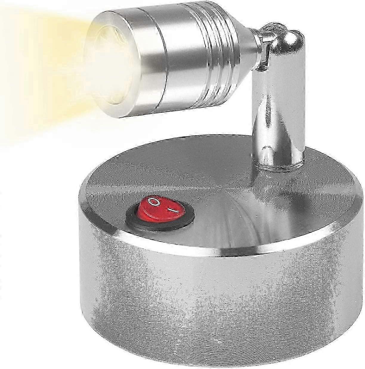 Wireless Battery-Powered LED Spotlight Wall Light - Warm White Rotatable Head Light for Closet, Cabinet & Counter Illumination