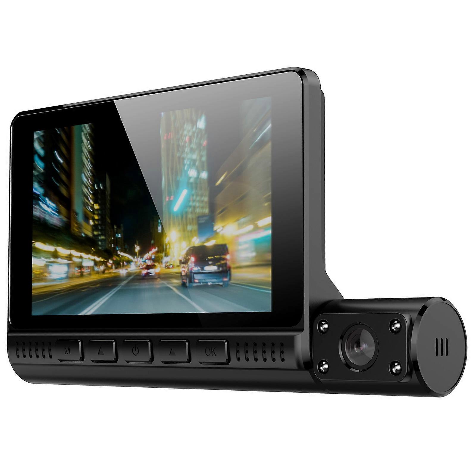 Car Video 909 Car DVR Dash Cam 1080P Night Vision Parking Monitoring 4.0-inch Touch Screen 3 Cameras Driving Recorder