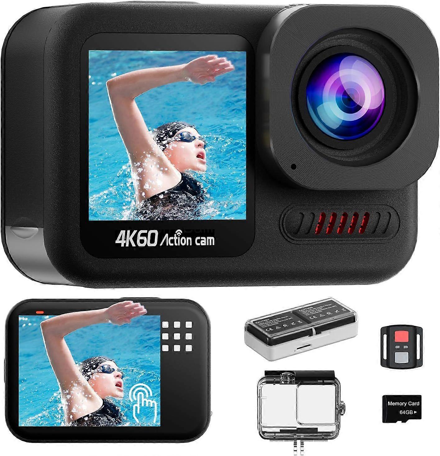 2025 Latest Model 4K60FPS Waterproof Action Camera,48MP 15M Bare Underwater