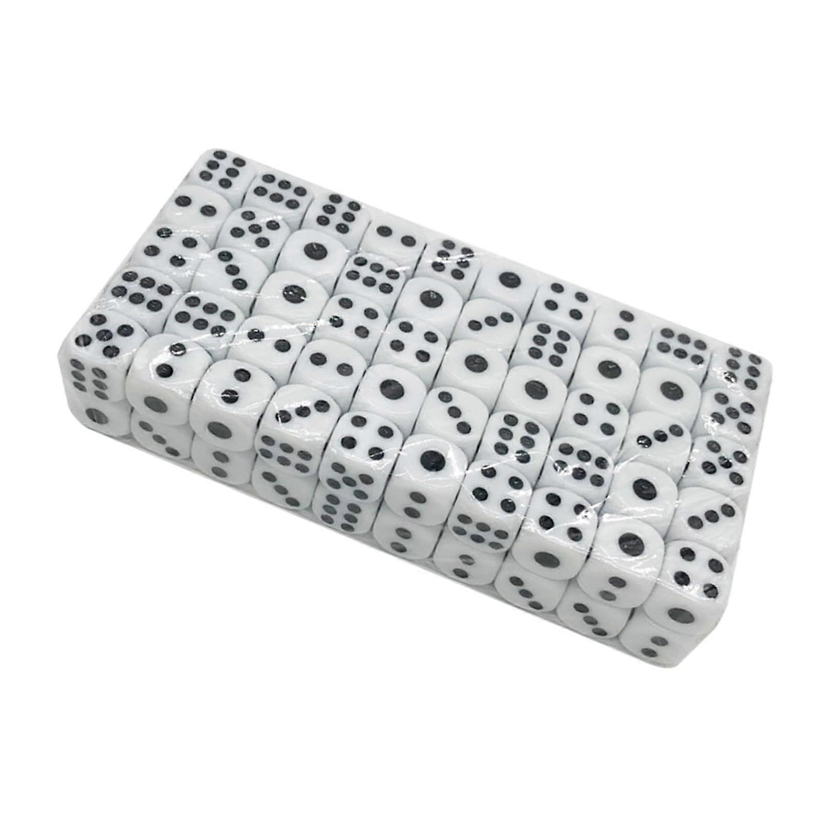 100pcs Acrylic 6Sided Round Corner Dice MultiSided RolePlaying Dice for Tabletop Games Classroom Teaching Easy to Use White