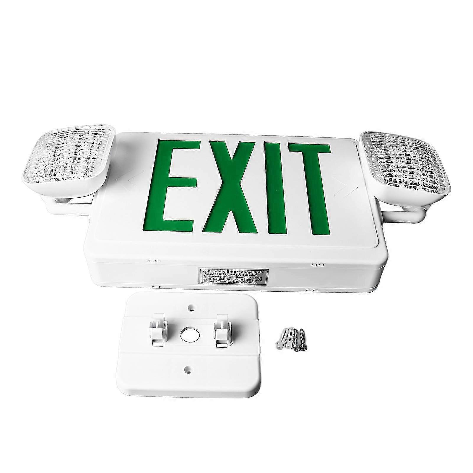 Adjustable Head LED Emergency Exit Sign 2x3W Super Bright Green Fire Indication Lamp AC85-265V