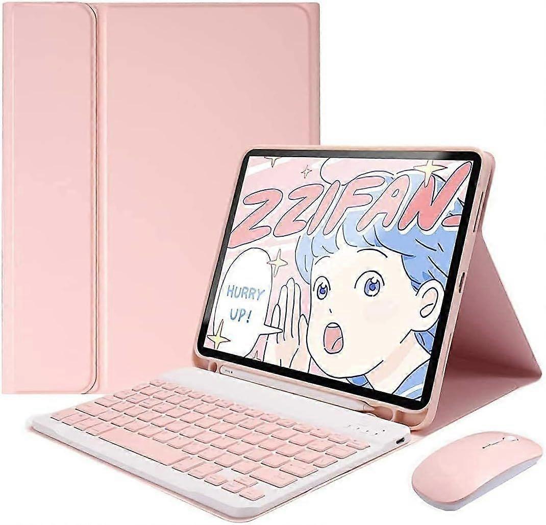For iPad 9th generation 2021/iPad 8th generation 2020 protective case, Air3/Pro10.5 keyboard case (including mouse and keyboard) (pink)