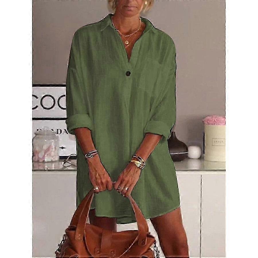 Camicia bianca rosa da donna manica lunga scollo a V medio sciolto