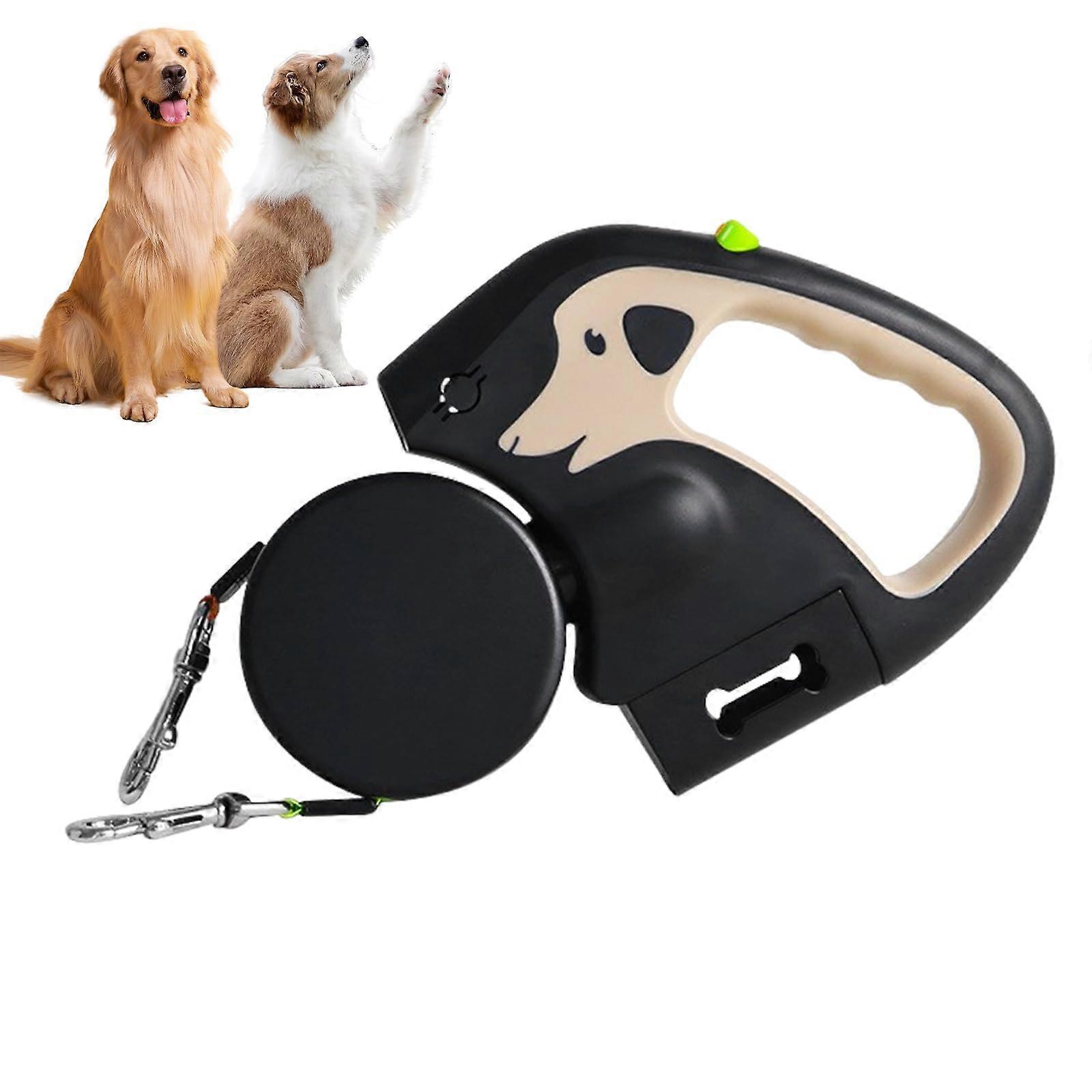 Double-Ended Dog Lead 3 m With Light Roller Retractable Lead, Non-Slip Handle, Quick Brake, Dogs Up To 25 kg, Nightlight