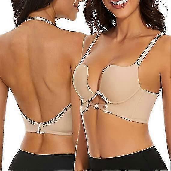 Lænd BH til kvinder Low Cut Deep V Plunge Push Up Wire Lifting BH Multiway Cabriolet BH