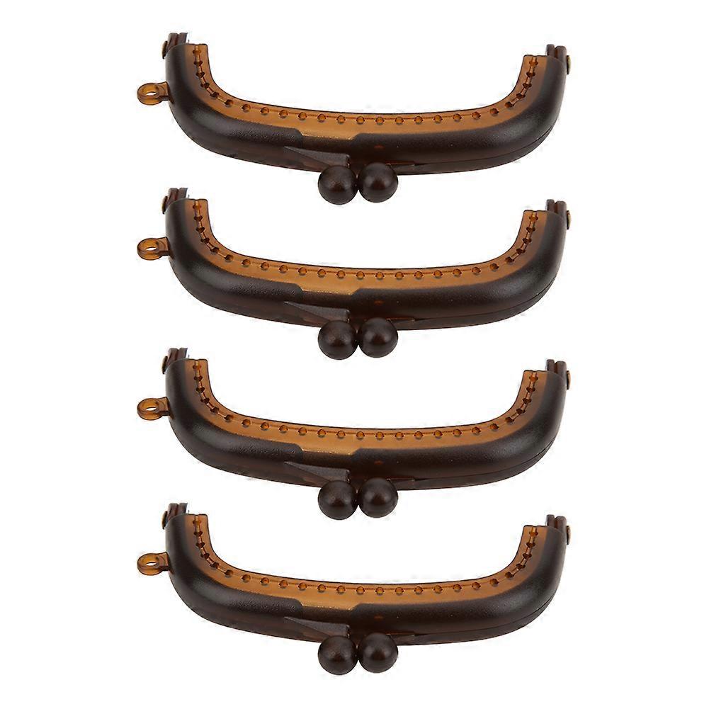4 件钱包框架手柄树脂 DIY 手提包工艺缝纫手工配件 8.5 厘米（棕色）