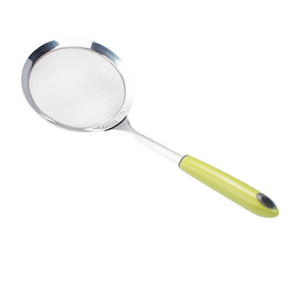 Stainless Steel Strainer with Long Green Handle for Safe Home Use and Easy Cleaning 20.5 Inches
