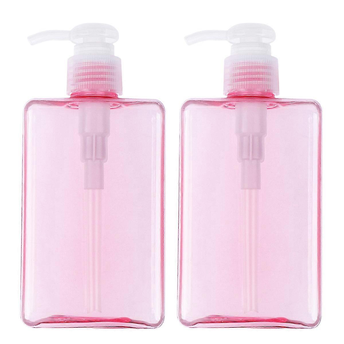 Shampoo Bottle Pump Empty Refillable Massage Oil Bottle Portable Use Material Pink 2Pcs