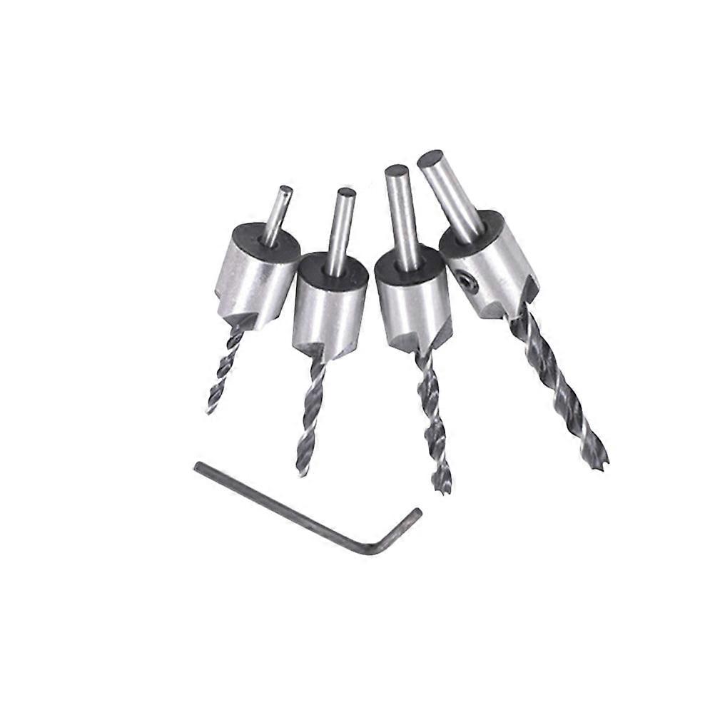 High Speed Steel Drill Bit Set for Wood Metal Plastic with Coating Treatment 4 Pieces Silver