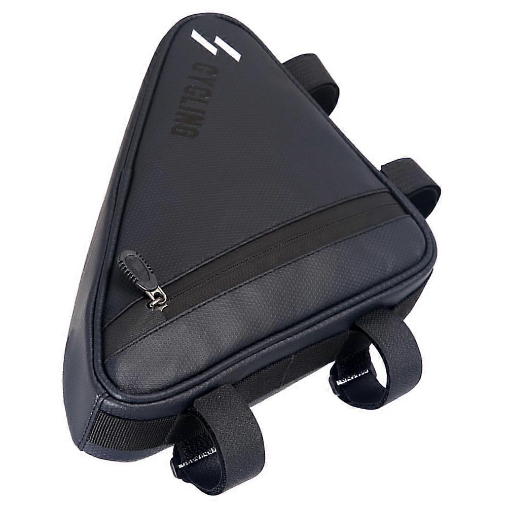 Triangle Bike Front Beam Bag, Durable Storage with Quick Release for Keys, Reflective Safety Design, Compatible with Mountain and Road Cycling, Black