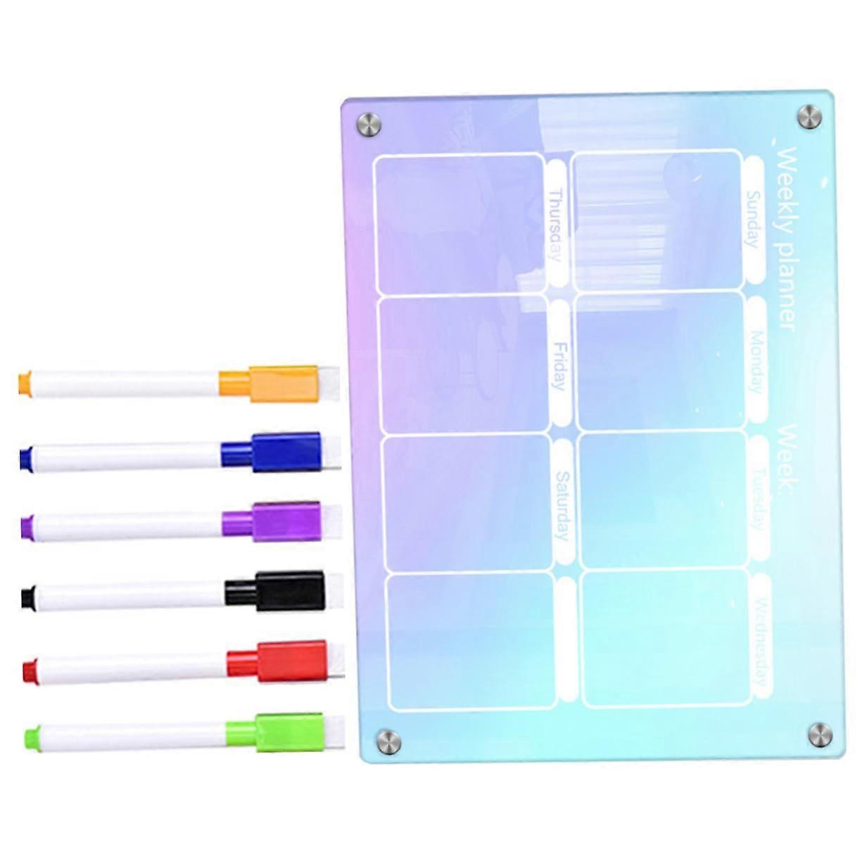 1satz Decorative Magnetic Planner for Refrigerator, Reusable and Wipeable Weekly Task List with Markers for Family Organization
