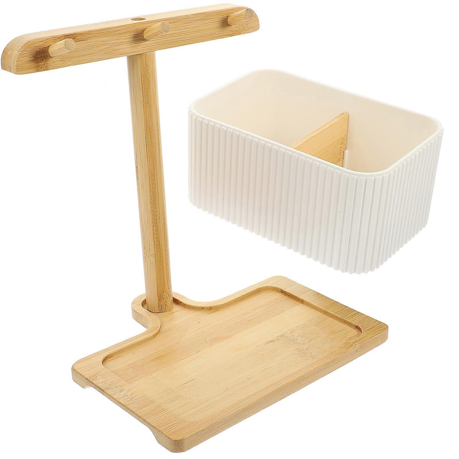 Compact Key Organizer Desktop Storage Holder Home Supplies White Rectangular Space Saving 1Set