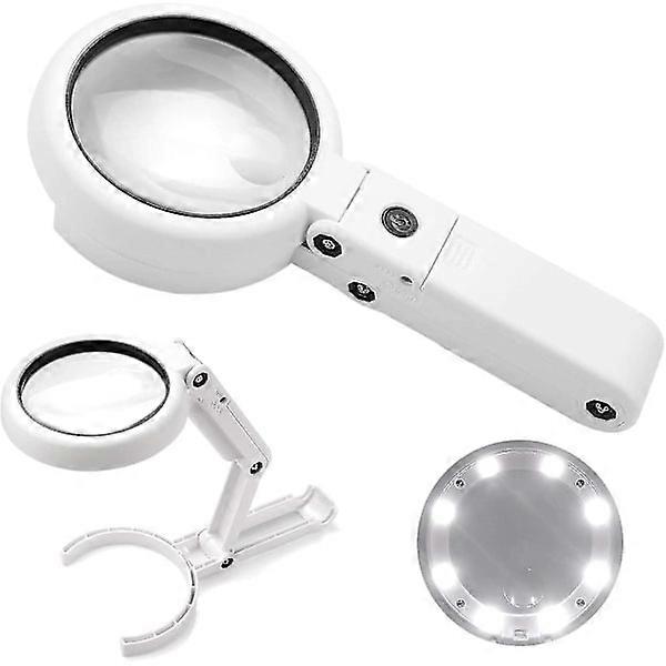 Portable illuminated magnifying glass 5x, 11x magnifying lens 8 LED illuminated USB charging
