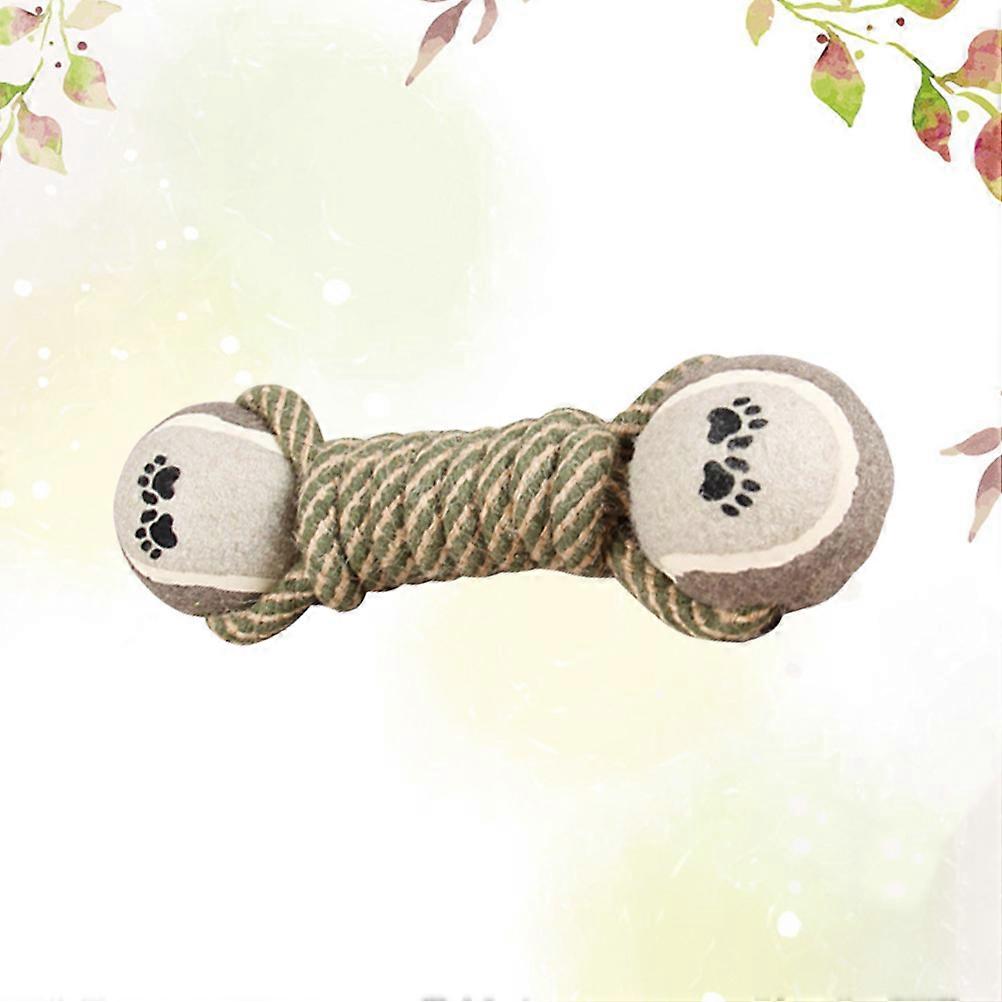 Khaki Cotton Dog Chew Rope Dumbbell Shaped Toys for Molar Teeth Care and Training 70 cm
