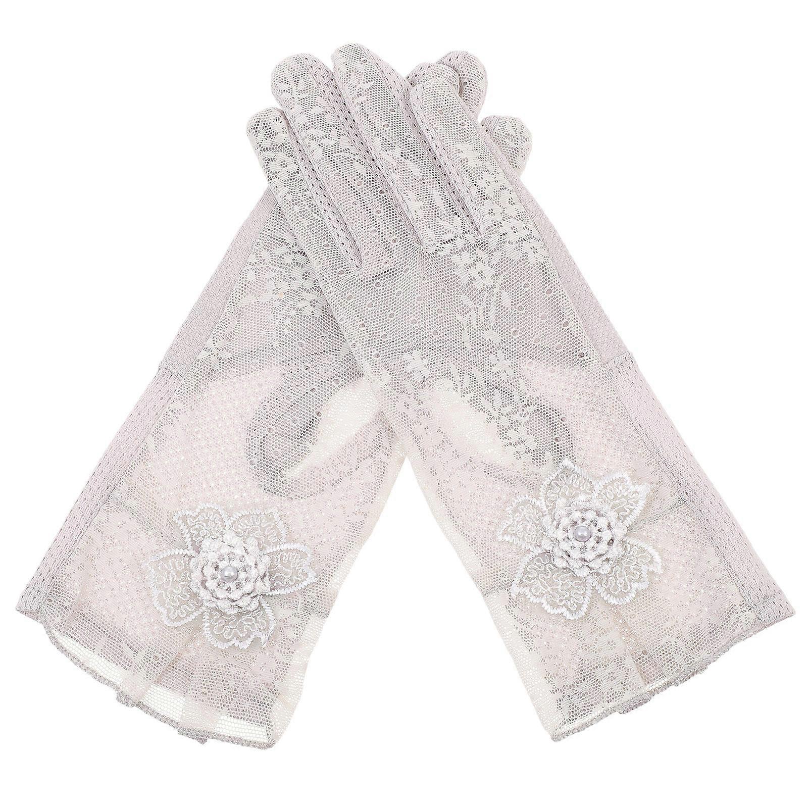 Grey Silk Summer Gloves for Women's with Touchscreen Fingers UV Protection and Breathable Comfort