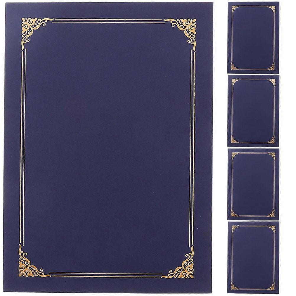 Blue Paper Certificate Covers for Home Use and Compact to Hold Awards 5pcs