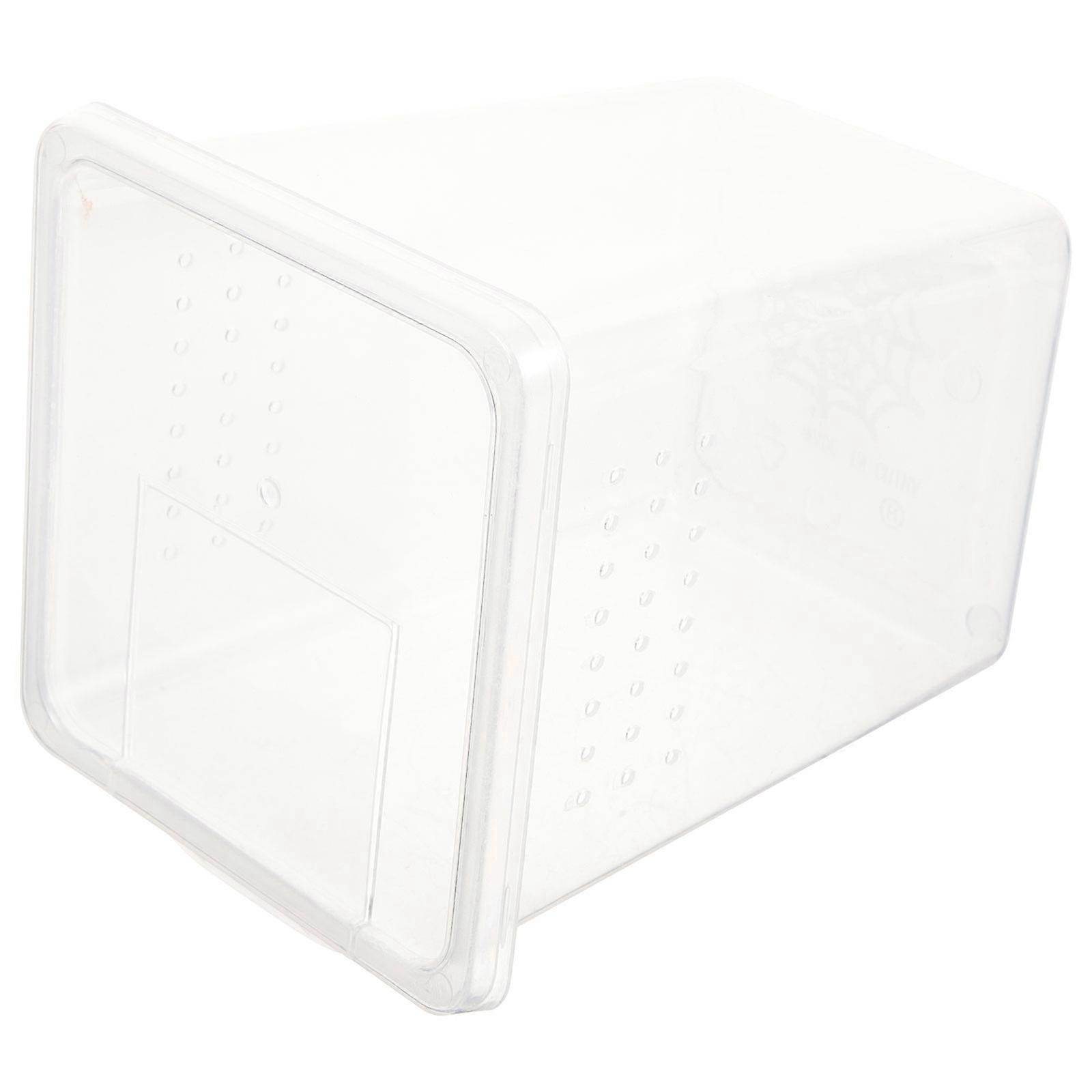 Transparent Plastic Reptile Feeding Box with Breathing Holes for Small Pets and Easy Observation 5.9 x 3.9 x 3.5 inches