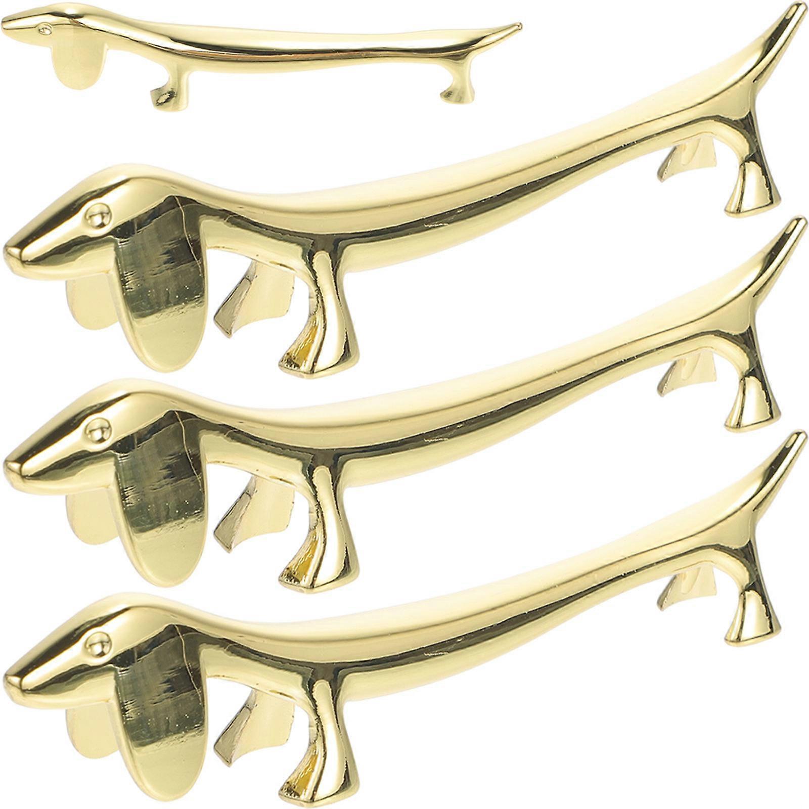 Golden Stainless Steel Dog Shaped Chopstick Holder for Daily Use with Unique Cartoon Design 4 Pieces