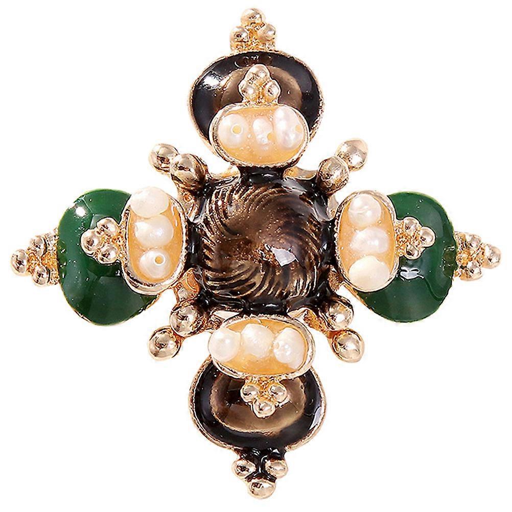Retro Cross Brooch Pin with Pearls for Women Perfect for Decoration and Gifts Multi 0.8x4.5cm