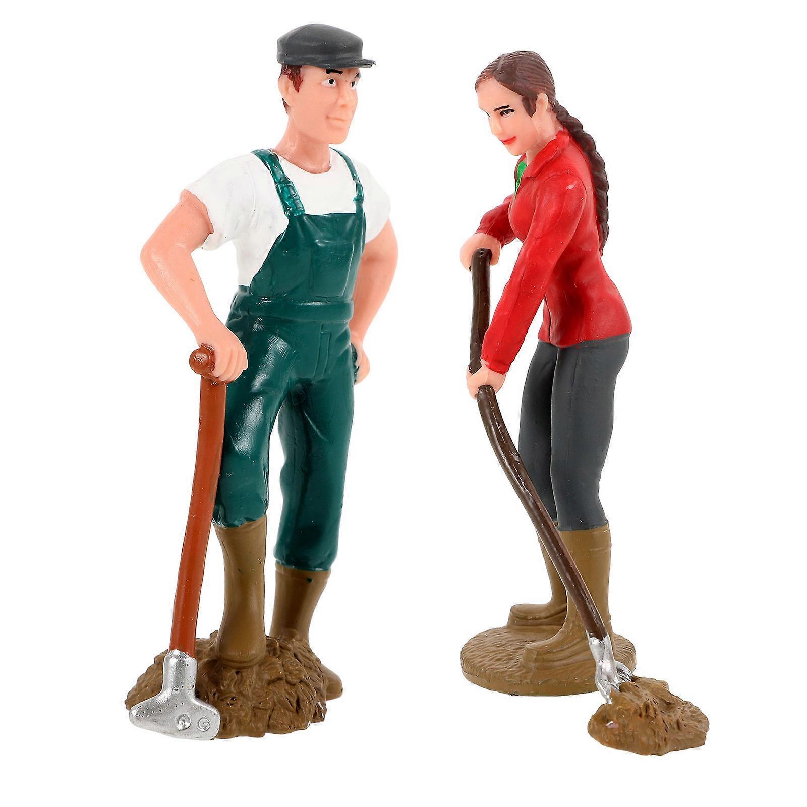 لعب الأدوار نموذج مزارع نموذج عامل مزرعة مكتب الديكور جيد صنعة عالية متانة مصغرة 2 قطعة