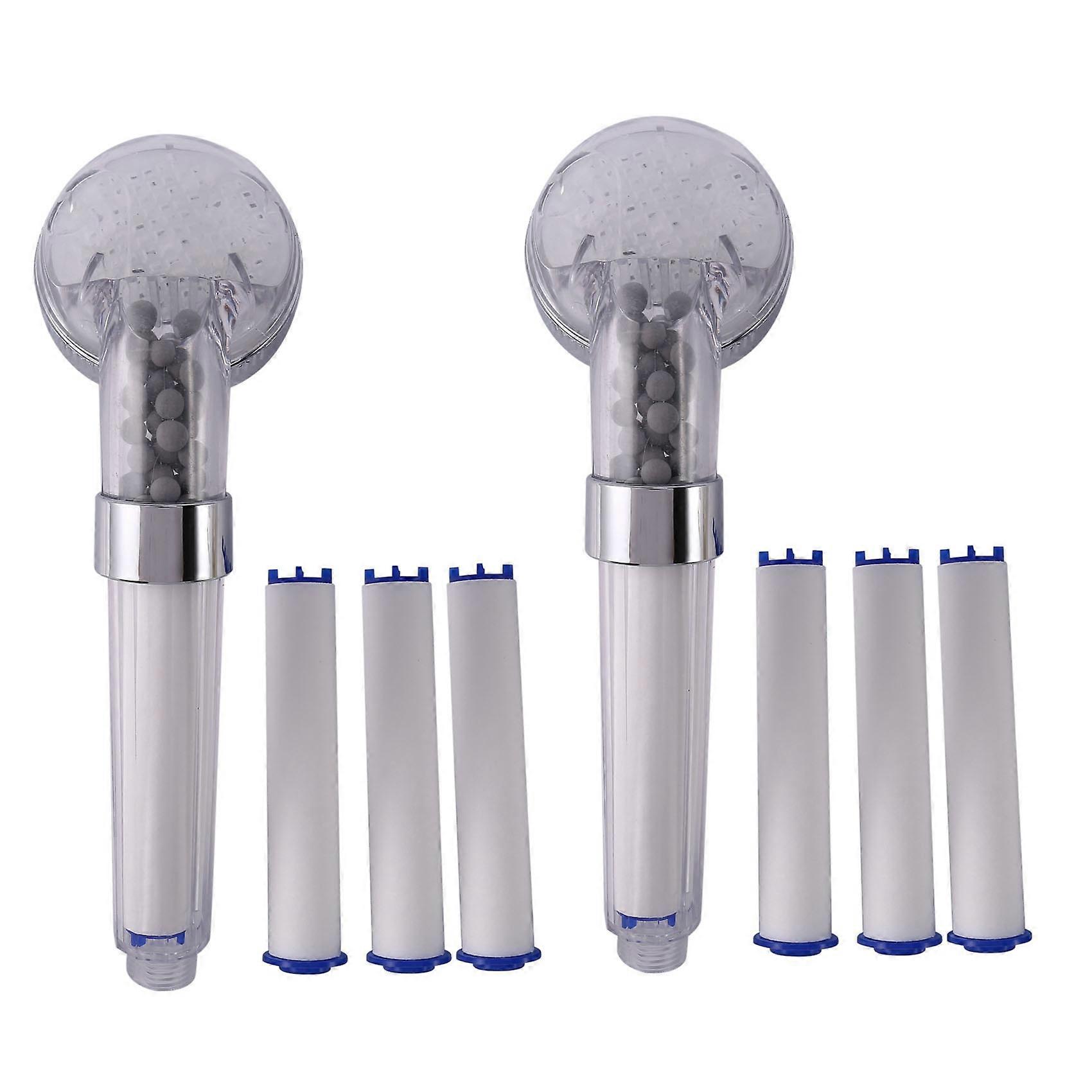 2 Set Negative Ions Bathroom Handheld Shower Water Saving Head Set with 3 Filters Portable Shower He