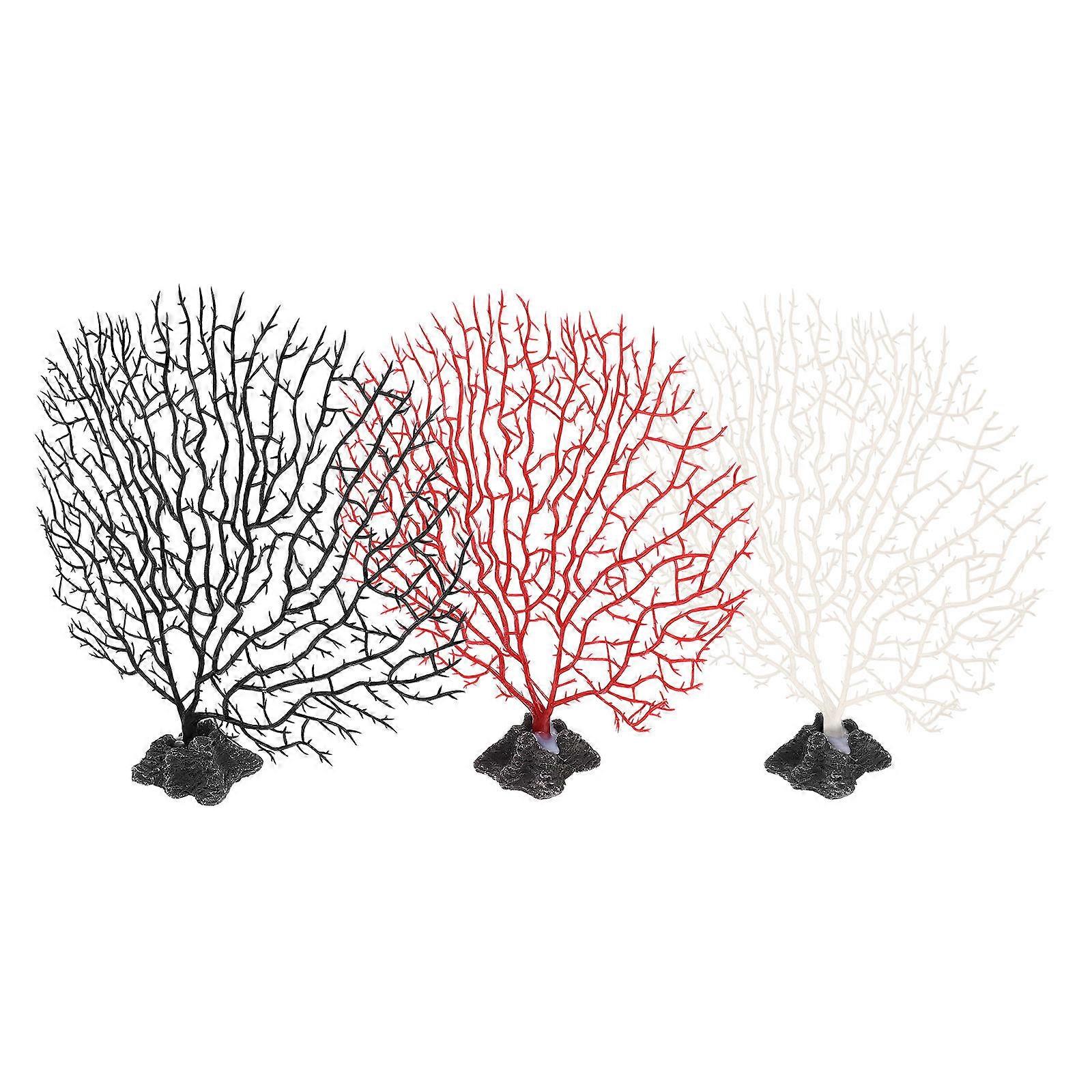 Faux Plants for Dish Ornaments Creative Decorative Coral Assorted Color Plastic 3Pcs