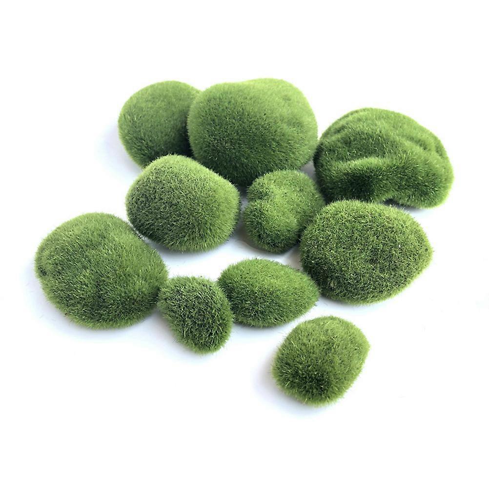 Moss Covered Stones Imitation Rocks Foam Filling for Vases and Bowls Terrariums 7x10cm Green Decorative Balls 20Pcs