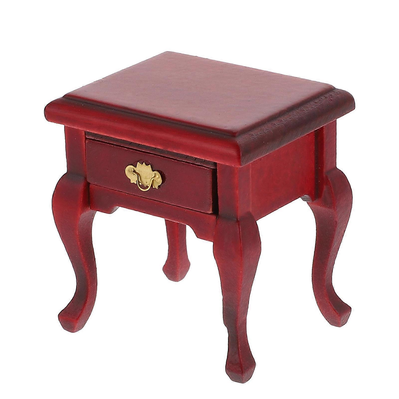 Mini Wood Bedside Table for Decor White Synthetic Material Lifelike Design