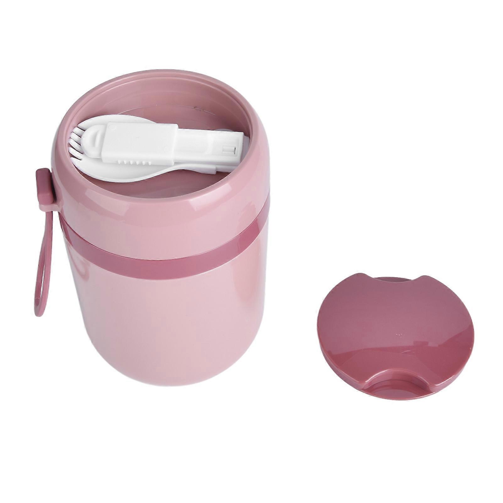 Insulated Soup Containers 500ml Double Anti Scald Heatable Insulated Food Container with Foldable Spoon for Office School