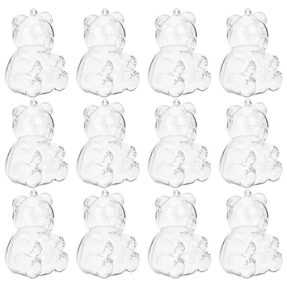 Transparent Bear Shaped Candy Boxes for Party Use Material Sturdy and Durable 12pcs