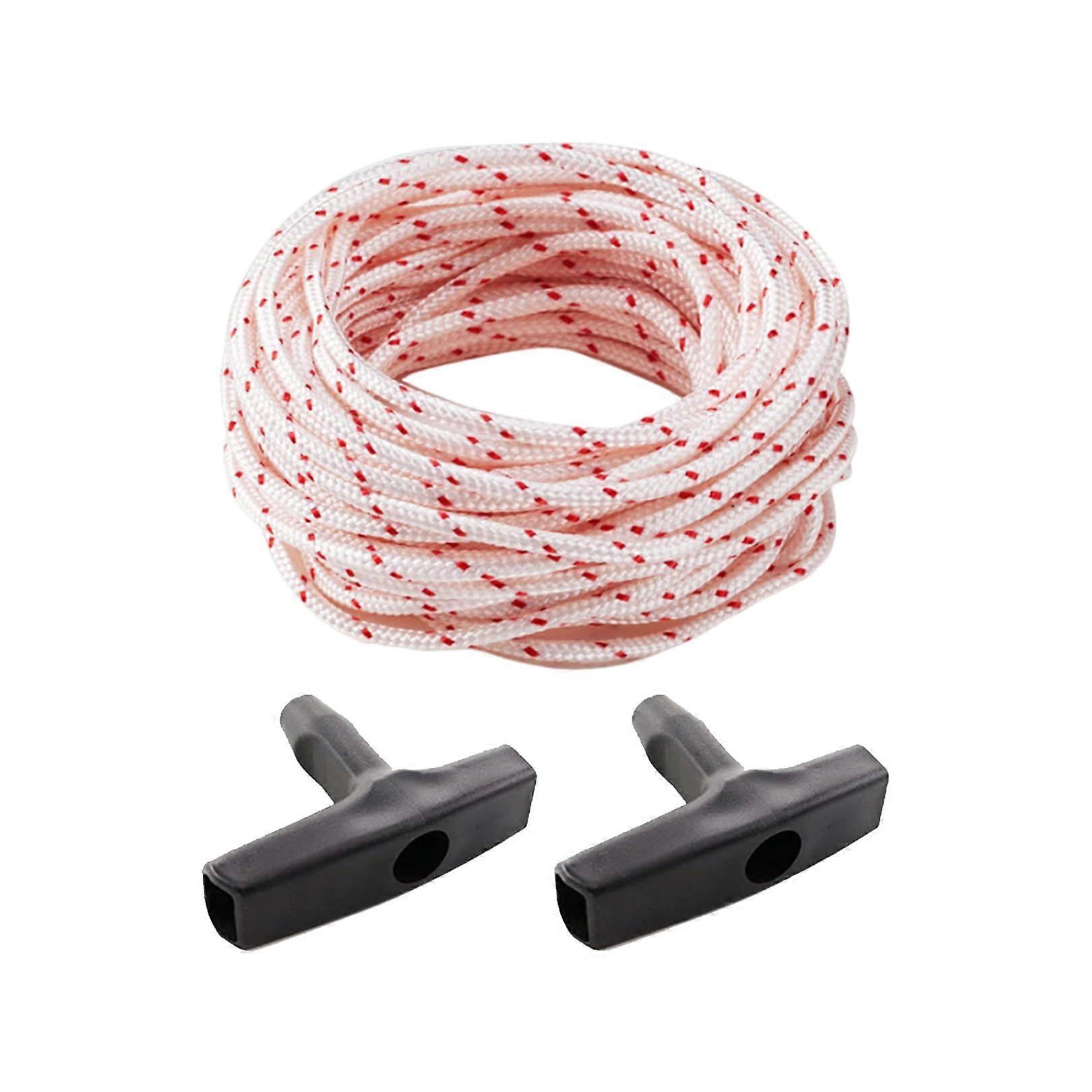 10 Metre Lawnmower Starter Rope with 2 Starter Handles, 3.5mm Pulley, Compatible with Stihl Husqvarna Craftsman
