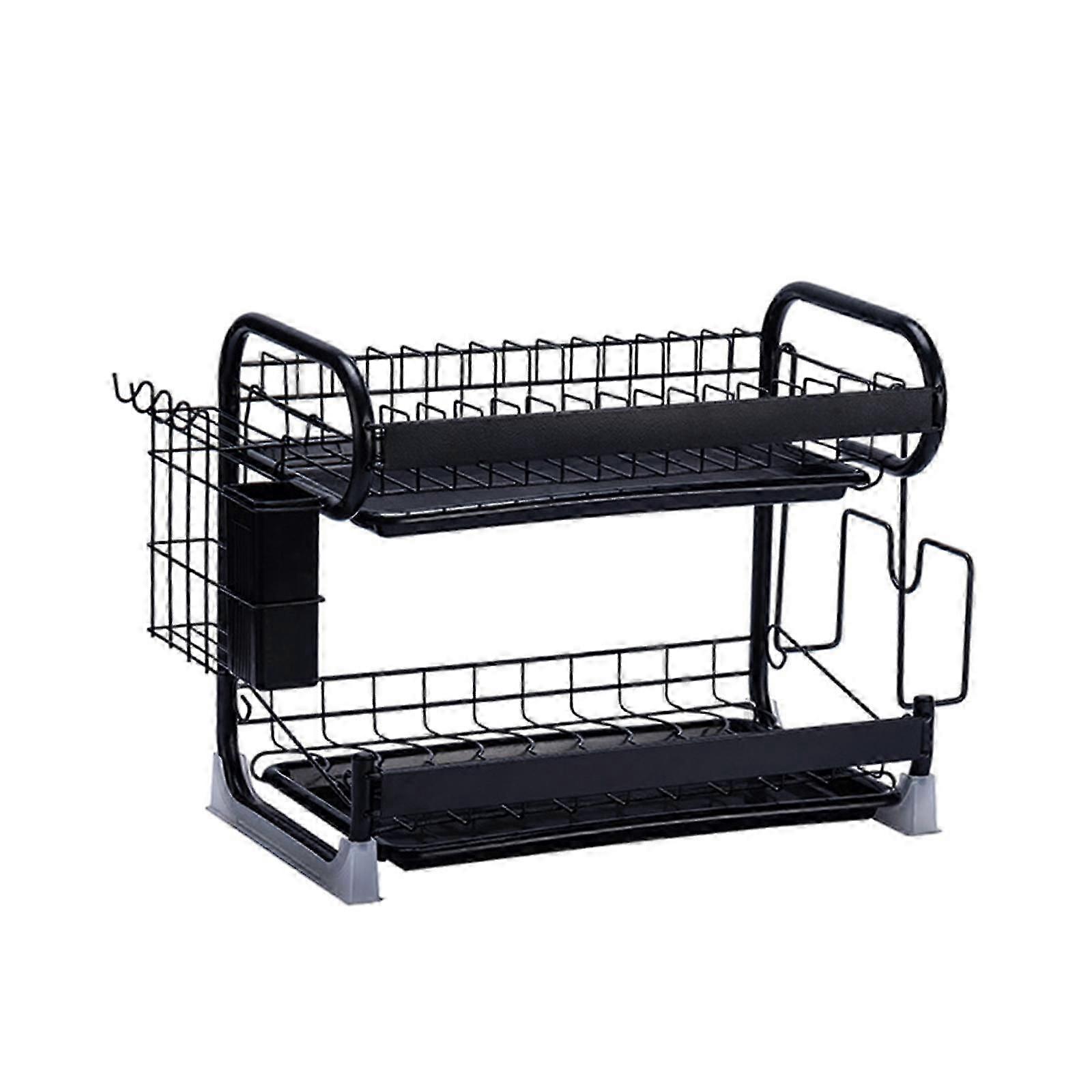 2 Tier with Utensil Holder Dish Drying Rack for Cookware