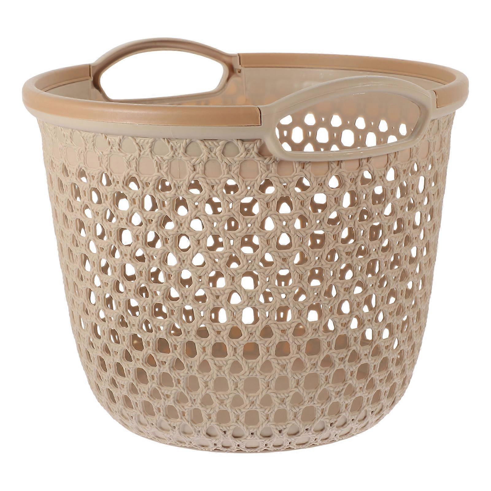 Hollow Out Clothes Basket with Handle Medium Laundry Organizer for Home, Bathroom & Dorm Storage