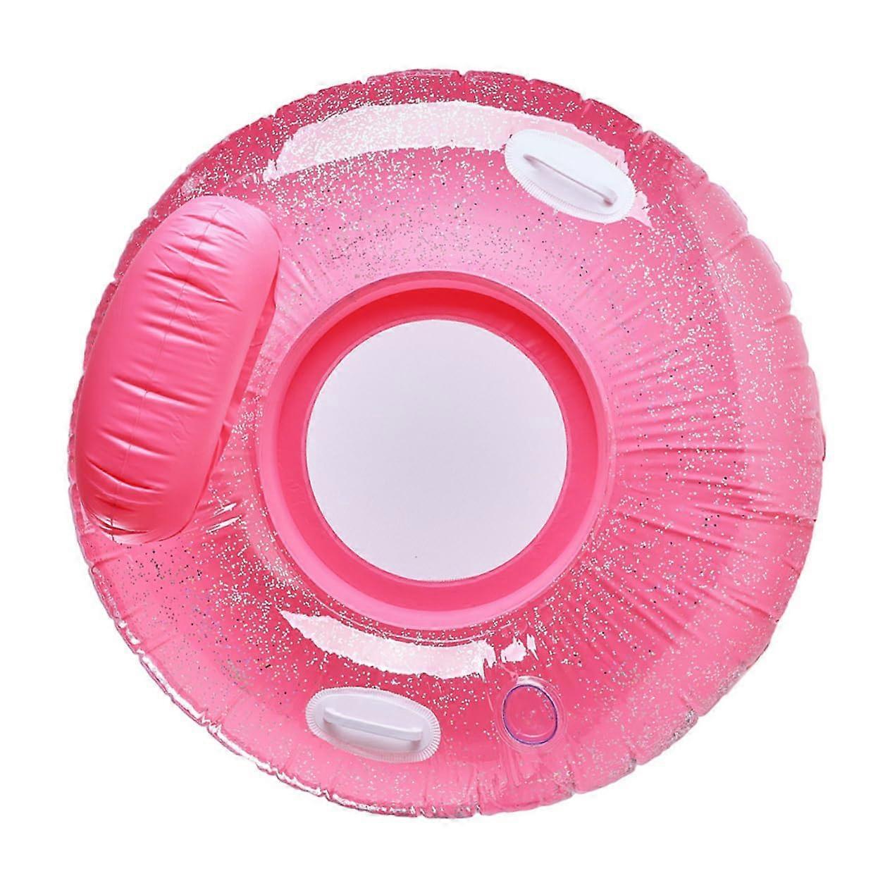 Inflatable floating chair with thick sequins, comfortable lounge chair for adults with handles and cup holder for relaxation in the water