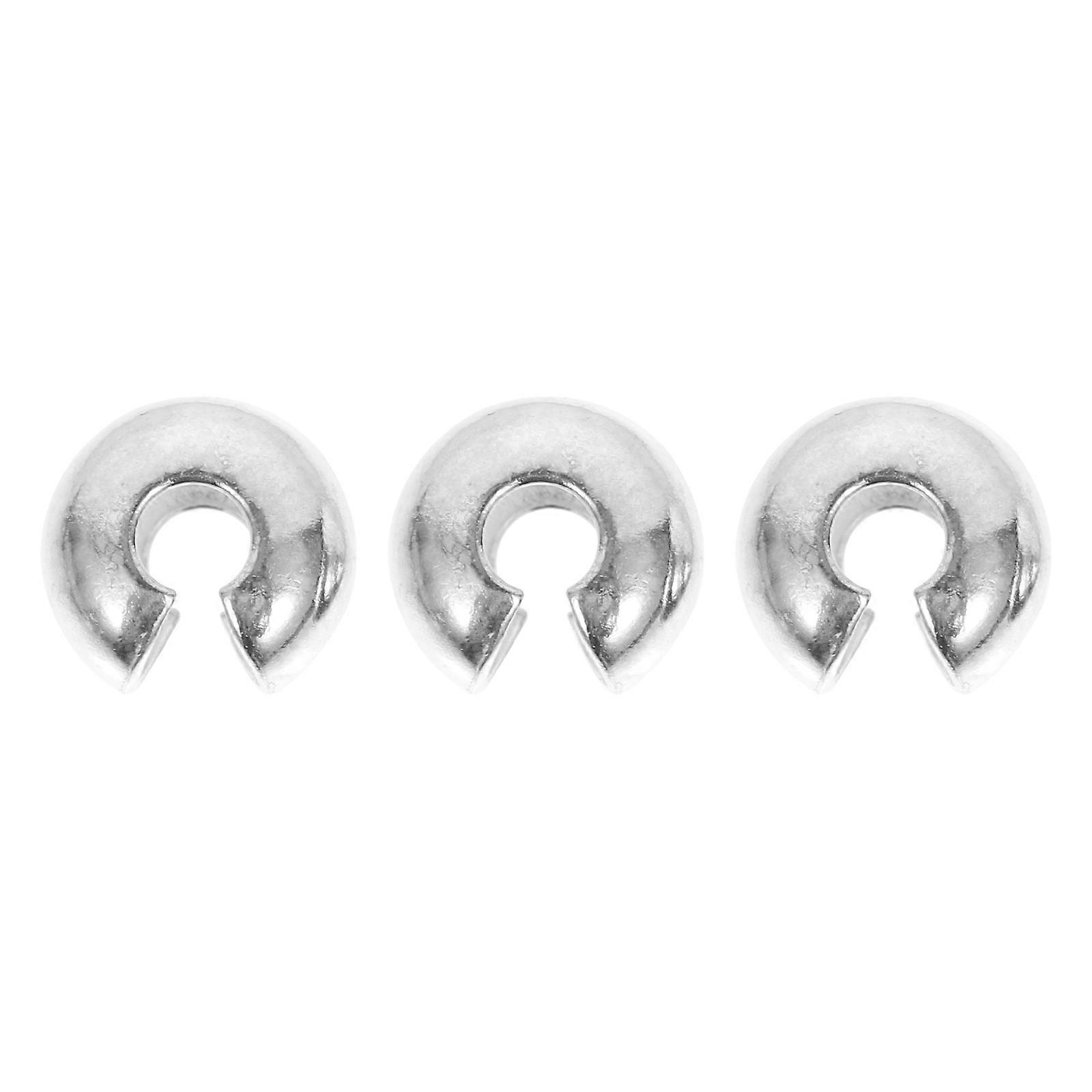 Silver Crimp Bead for DIY Bracelet Necklace Earring Jewelry Making from Synthetic Material 3PCS