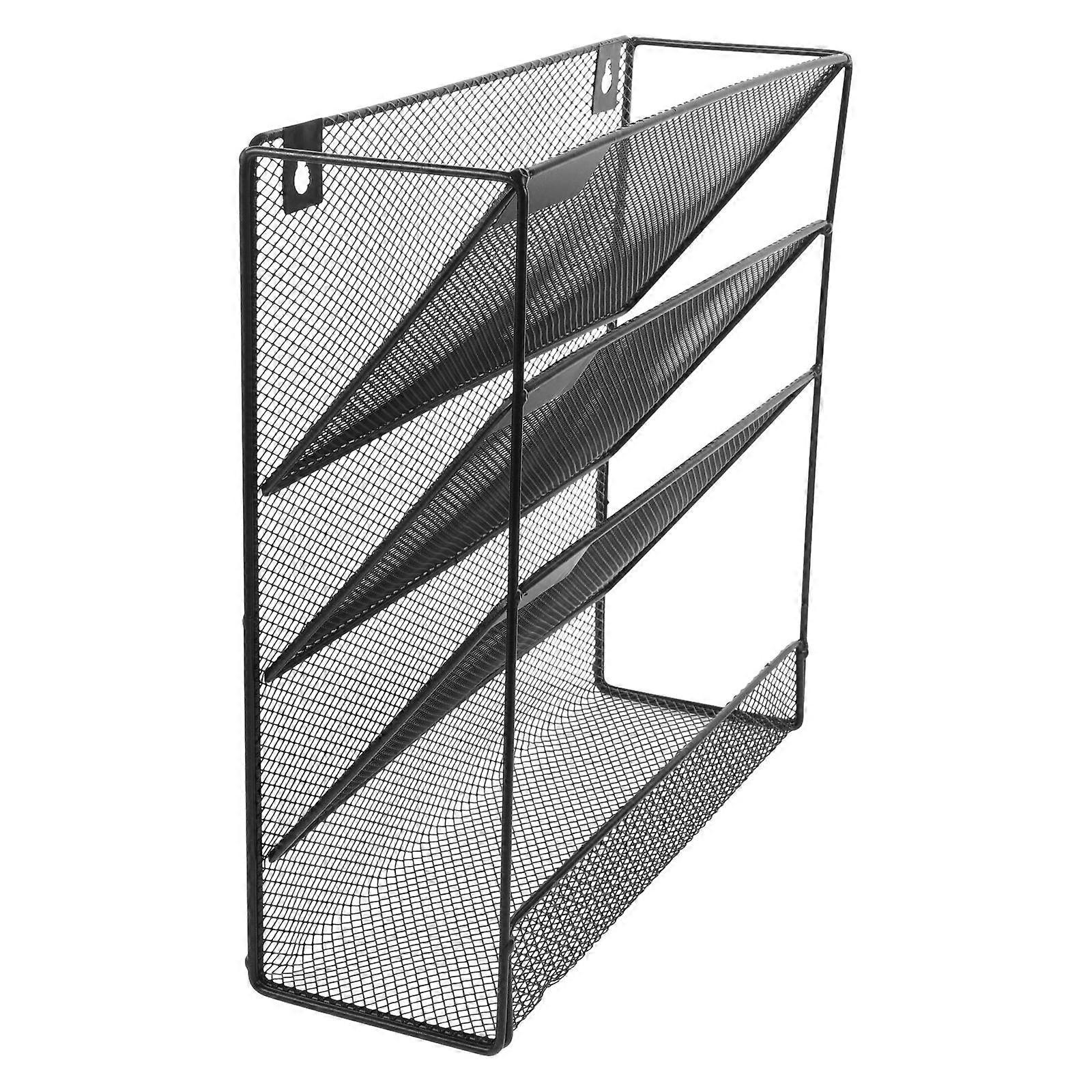 Black Wall-Mounted Document Organizer Practical File Rack For Office Workers Featuring Efficient File Storage 1Set