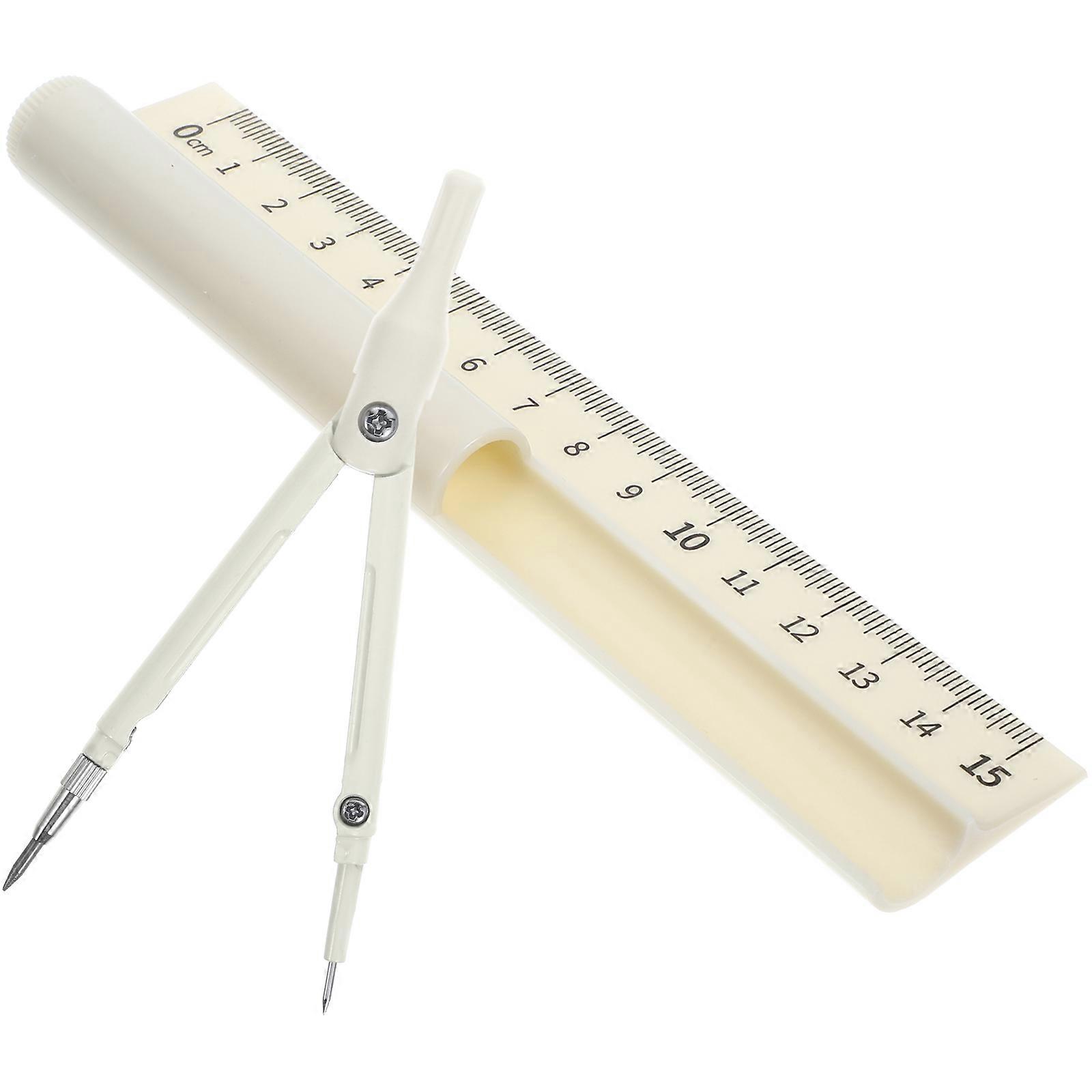 Yellow Multi-Function Compass Pen Ruler Set for School Geometry Drawing and Measuring Tasks