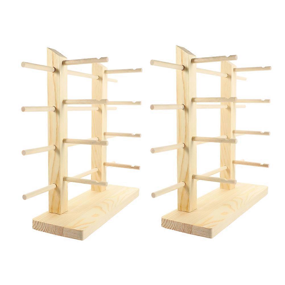 Glasses Display Stand Sunglass Holder Wooden Eyewear Rack for Home Beige
