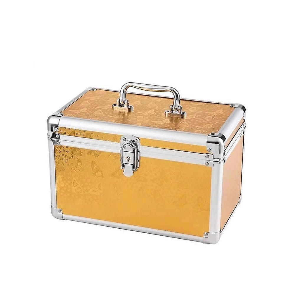 "Tragbare Aufbewahrungsboxen für Haushaltsgeräteteile, Werkzeugkoffer aus Aluminiumlegierung, gelbe Make-up-Organizer-Box"