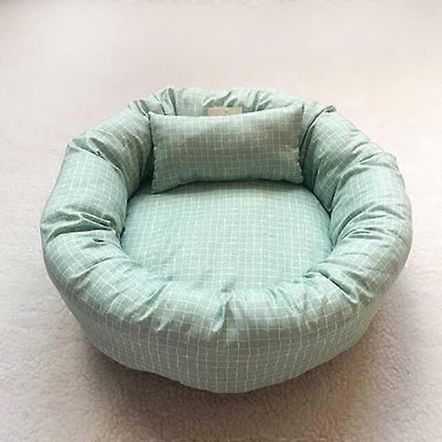 Dog Bed Four Seasons Universal Pet Sofa Round Nest with Cushion for Small Medium Dogs and Cats, Green M