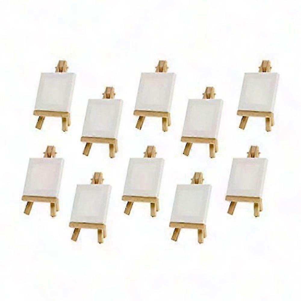 10 Sets Mini Display Easel with 8x8cm Canvas Small Table Gift for Art & Decor