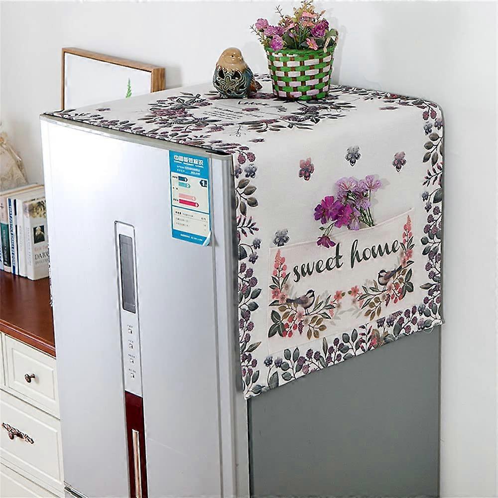 Fridge Dust Covers For Top And Multi-Functional Machine Cover With Side Storage 35x95cm Flower Pattern