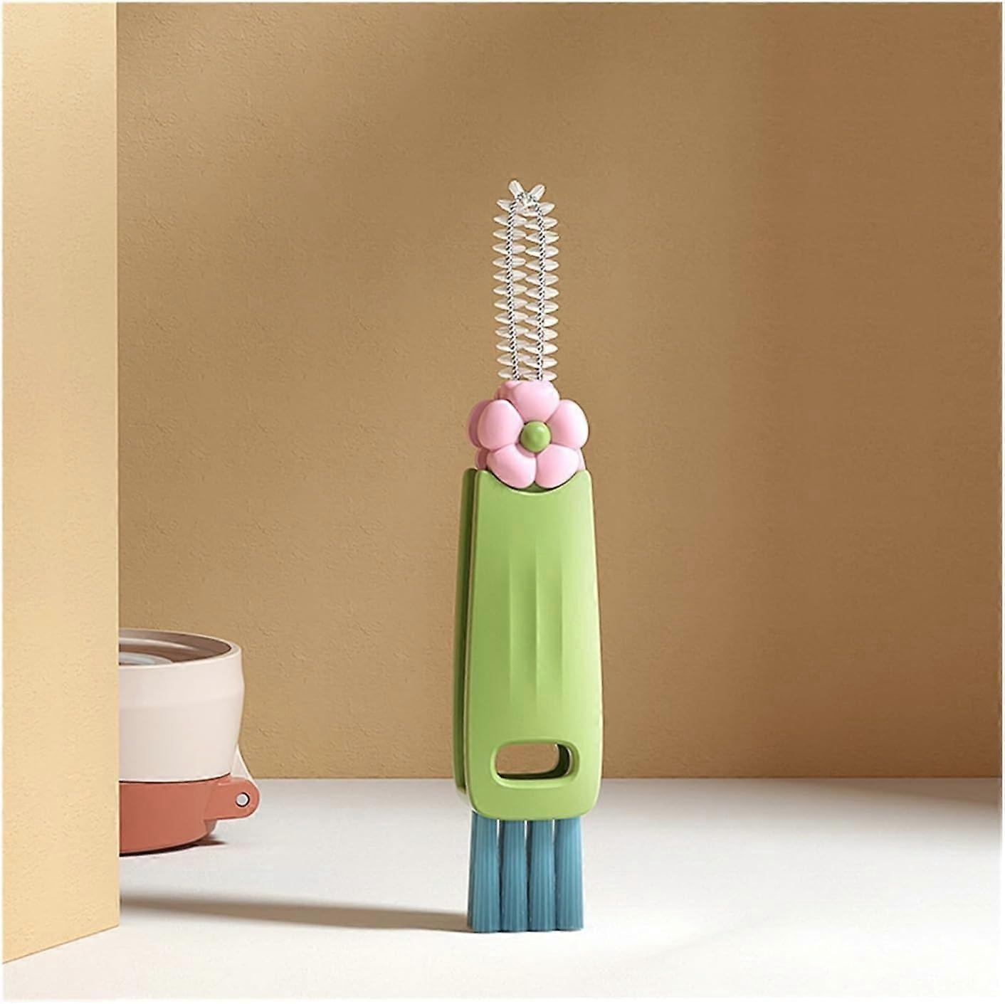 3 in 1 Water Bottle Cleaning Brush Tiny Bottle Lid Detail Brush Water Bottles And Cups Geen