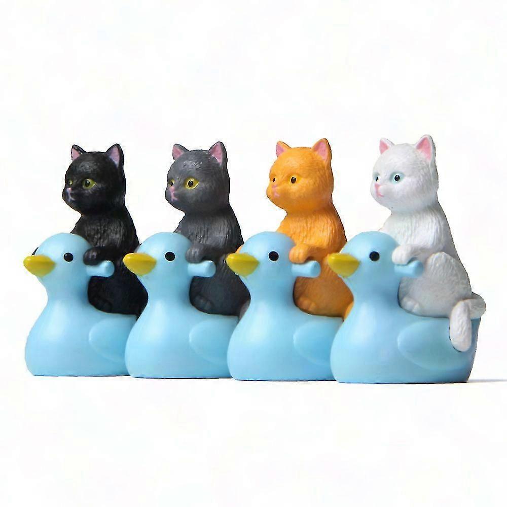 4pcs Mini Cat PVC Figurines Set, DIY Garden Decor Accessories