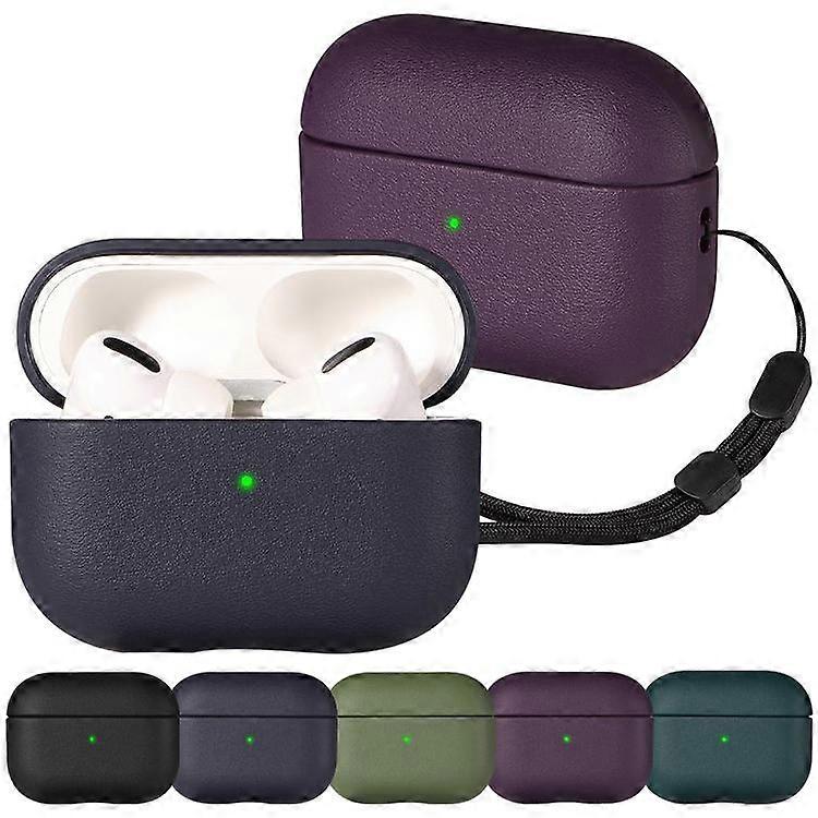 Simple Solid Color Soft Leather Texture TPU Earphone Protective Cover with Strap