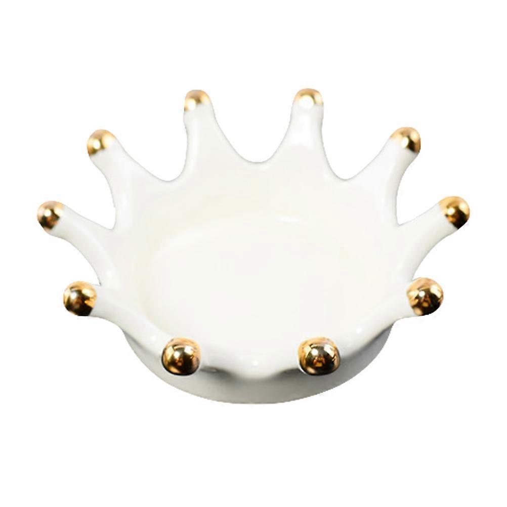 Earring Holder Crown Shape Tray for Studio Use Light Yellow Ceramic Display 1Pack