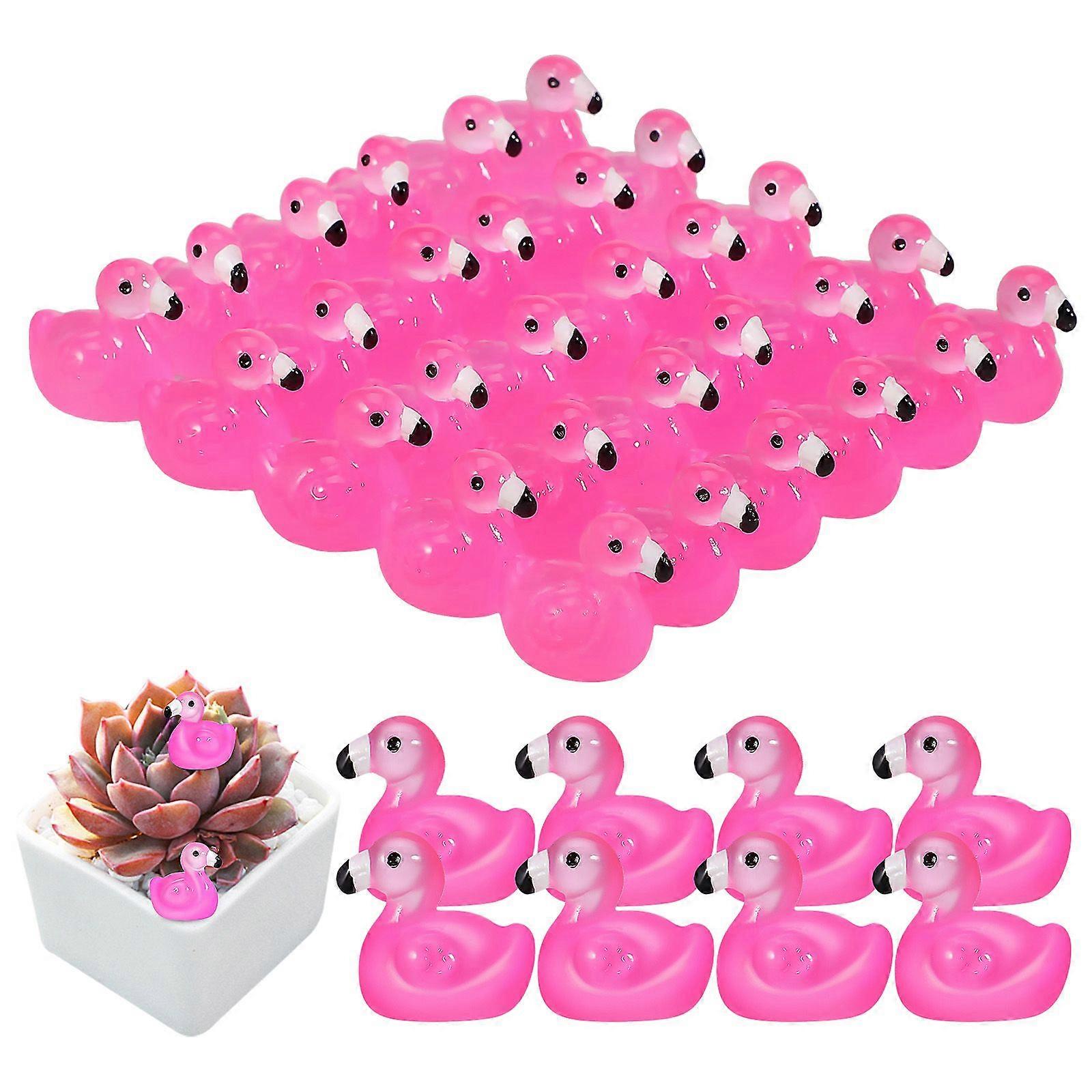 100pcs Mini Flamingo Figurines Mini Animals Figures Tiny Flamingo Ornaments Tiny Figurines Cake Topper Dollhouse Miniatures