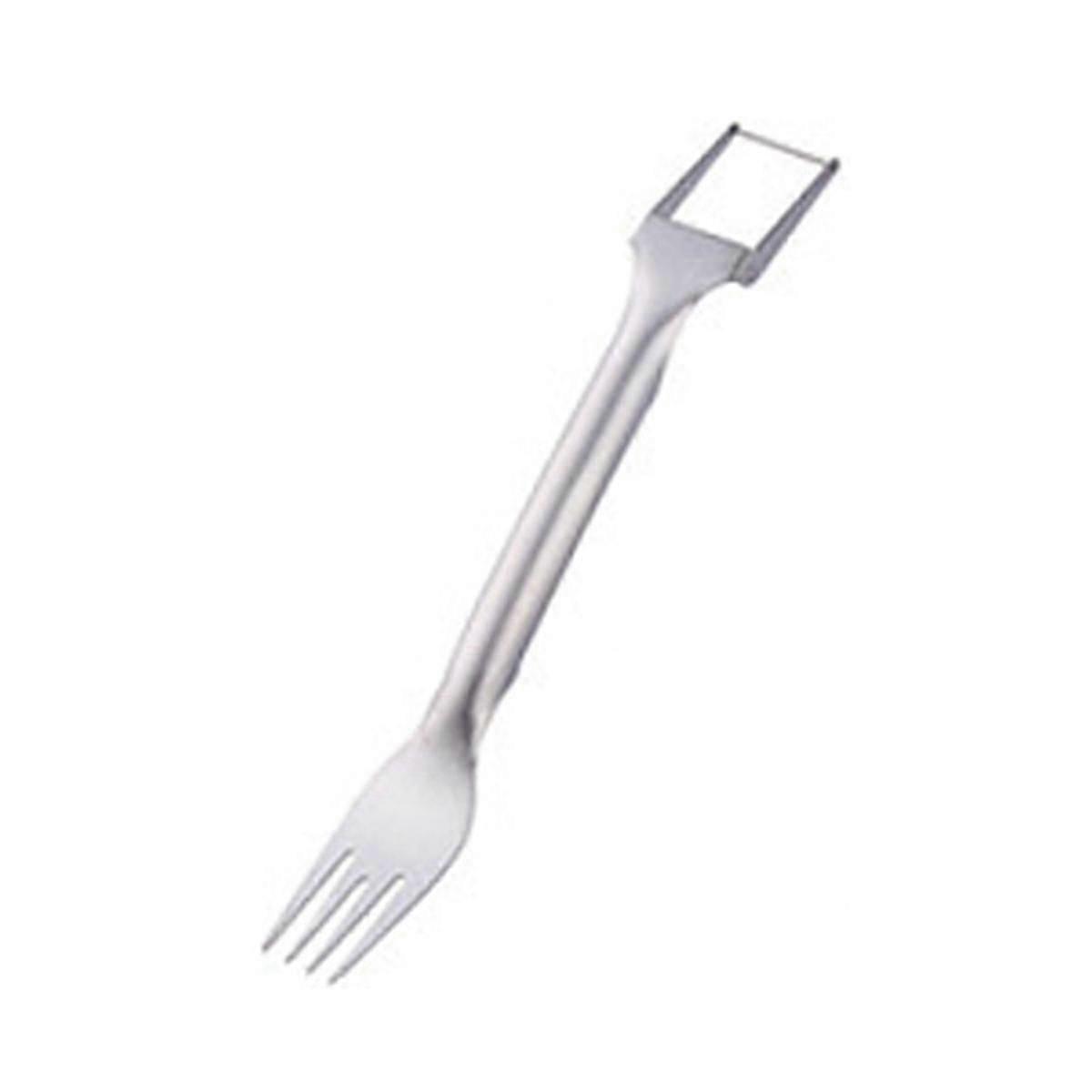 2-In-1 Stainless Steel Fruit Cutter, Dual Watermelon Cutter Slicer Tool, Portable Cutter Fork Silver