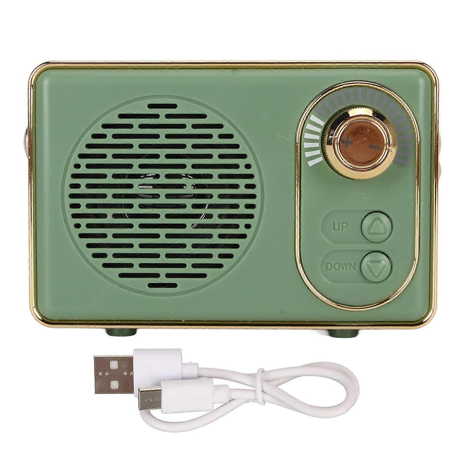 Retro Bluetooth 5.0 Speaker Vintage Mini Bluetooth Speaker Memory Card AUX USB Rechargeable MP3 Player for Camping Party Gift Green
